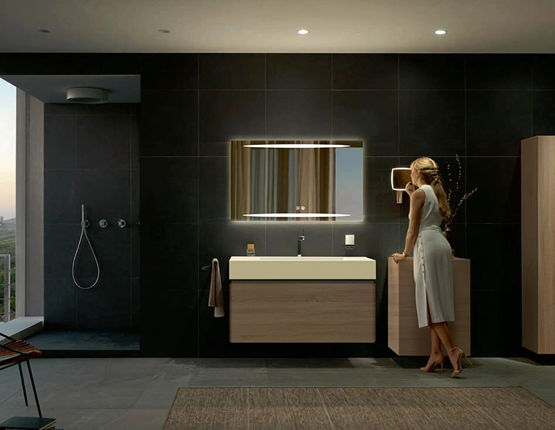 Mosmile Modern Wall Rectangle LED Lights Anti-fog Bathroom Mirror